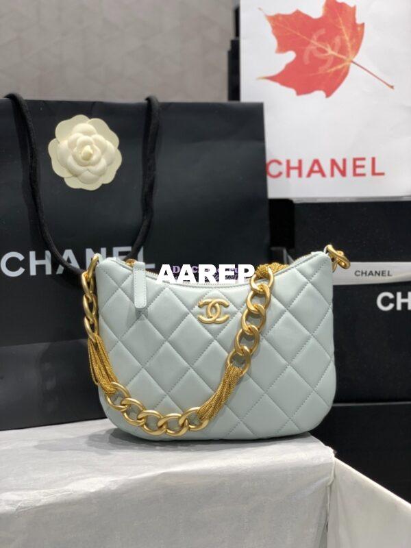 Replica Chanel Hobo Handbag Lambskin AS4220 Light Blue