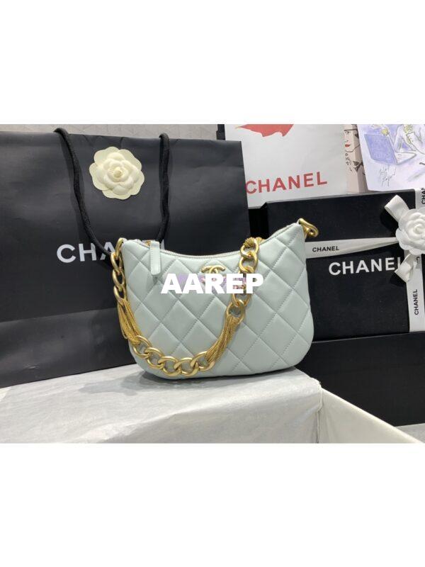 Replica Chanel Hobo Handbag Lambskin AS4220 Light Blue 2