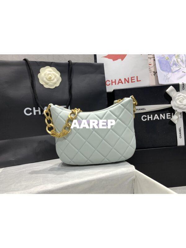 Replica Chanel Hobo Handbag Lambskin AS4220 Light Blue 7