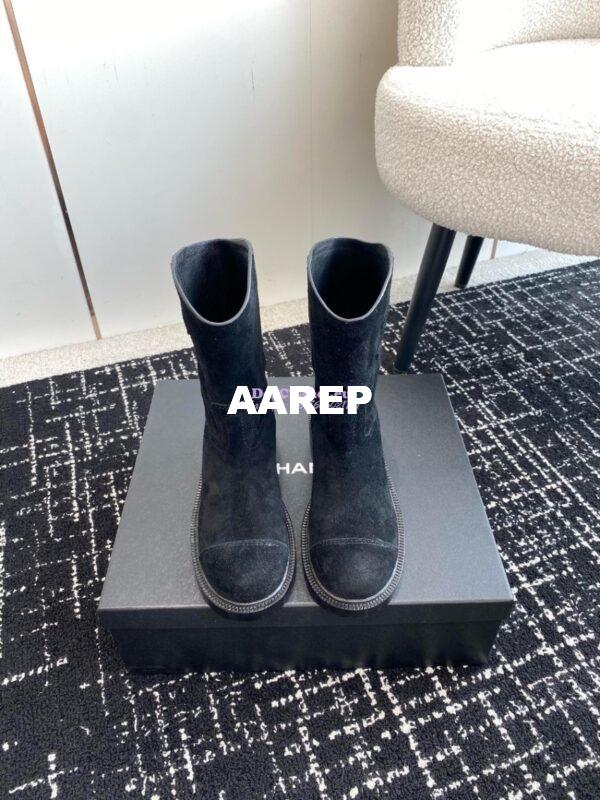 Replica Chanel 24A Suede Goatskin Boots G45432 black 2