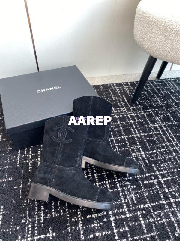 Replica Chanel 24A Suede Goatskin Boots G45432 black 7