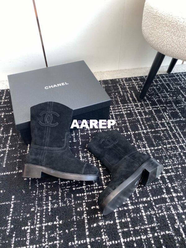 Replica Chanel 24A Suede Goatskin Boots G45432 black 8