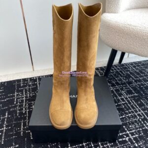 Replica Chanel 24A Suede Goatskin High Boots G454338 tan