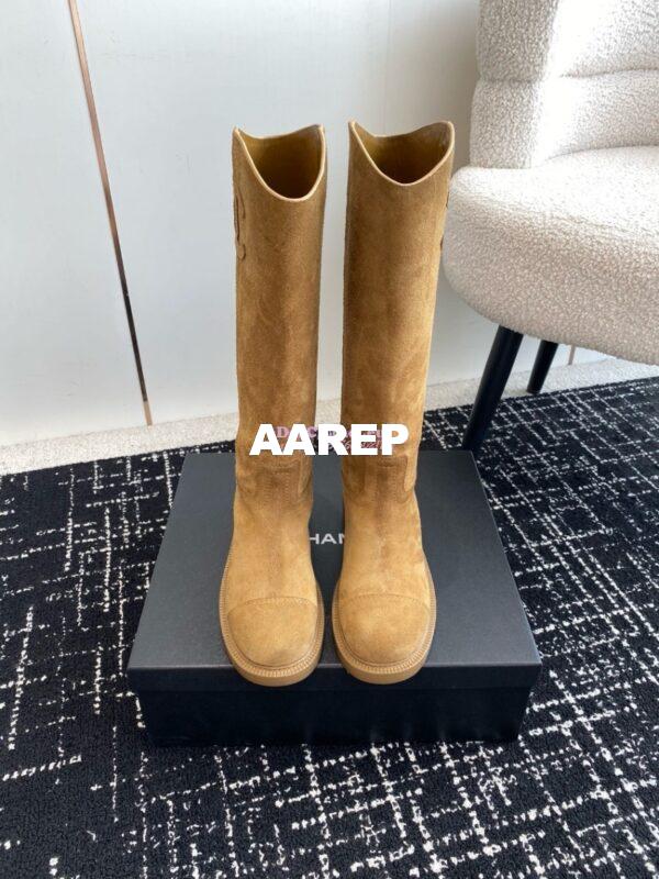 Replica Chanel 24A Suede Goatskin High Boots G454338 tan 3