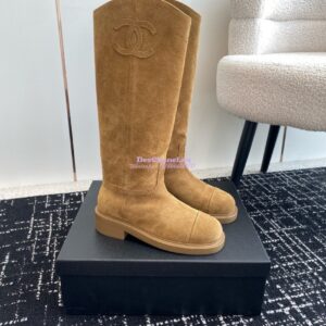 Replica Chanel 24A Suede Goatskin High Boots G454338 tan 2