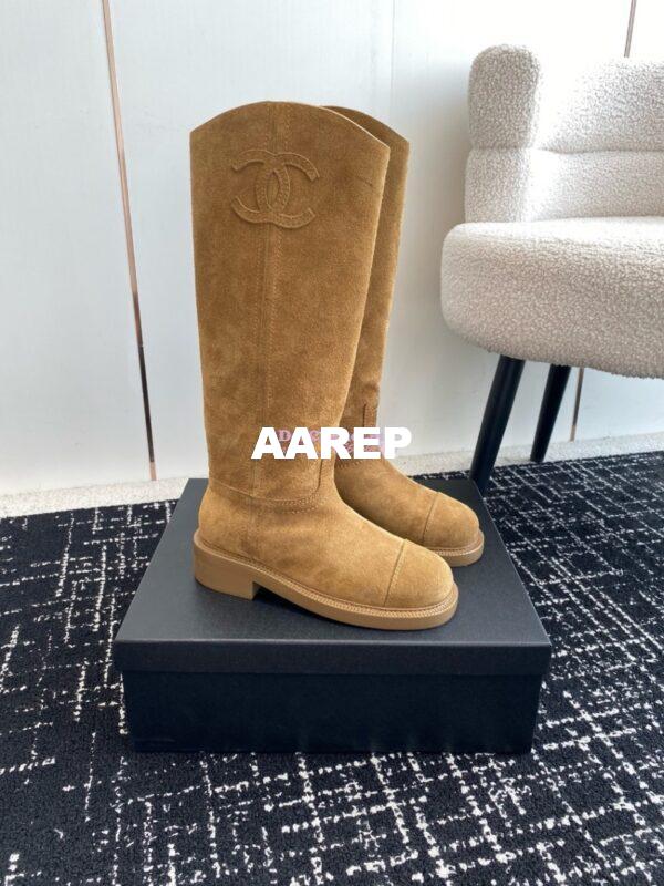 Replica Chanel 24A Suede Goatskin High Boots G454338 tan 4