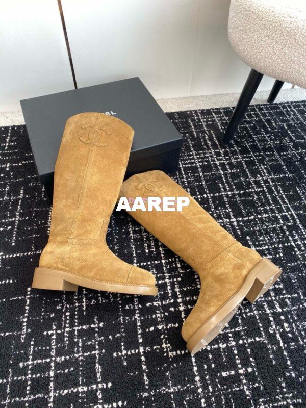 Replica Chanel 24A Suede Goatskin High Boots G454338 tan 5