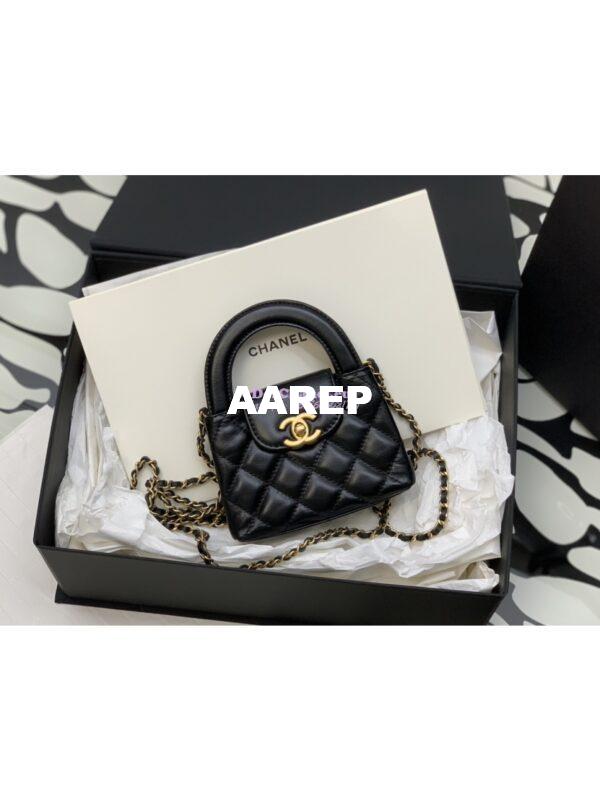 Replica Chanel Clutch with Chain Shiny Agen Calfskin AP3435 Black 2