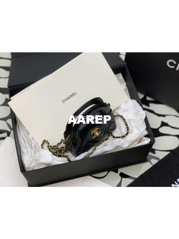 Replica Chanel Clutch with Chain Shiny Agen Calfskin AP3435 Black 3