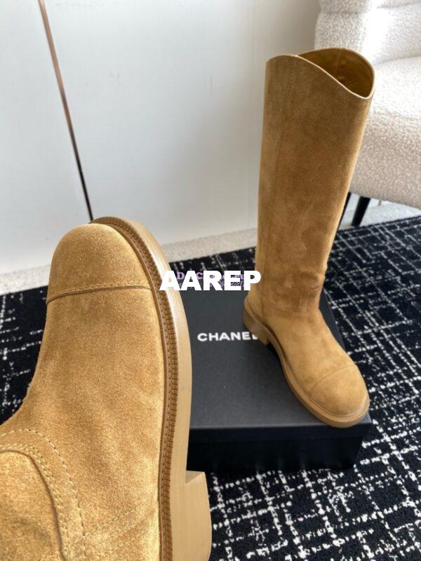 Replica Chanel 24A Suede Goatskin High Boots G454338 tan 8