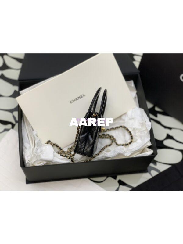Replica Chanel Clutch with Chain Shiny Agen Calfskin AP3435 Black 4