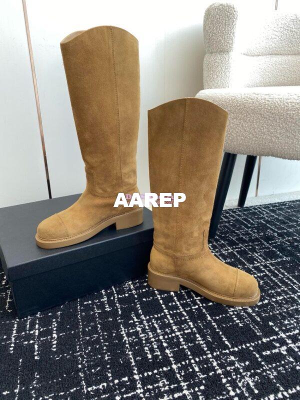 Replica Chanel 24A Suede Goatskin High Boots G454338 tan 9
