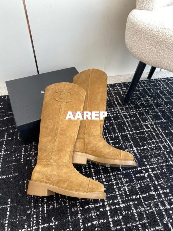 Replica Chanel 24A Suede Goatskin High Boots G454338 tan 10
