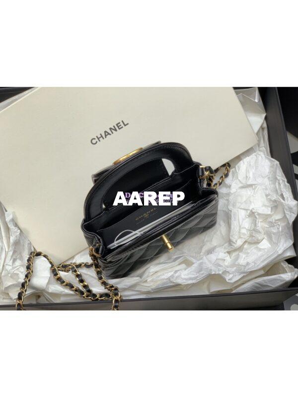 Replica Chanel Clutch with Chain Shiny Agen Calfskin AP3435 Black 8