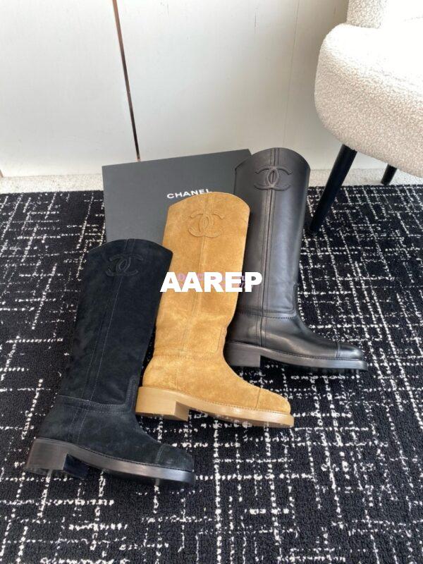 Replica Chanel 24A Suede Goatskin High Boots G454338 Black 3