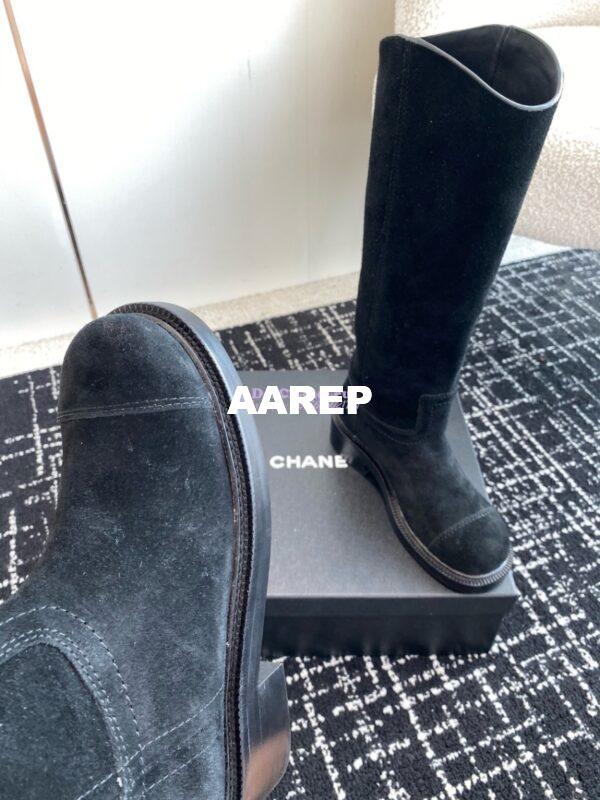 Replica Chanel 24A Suede Goatskin High Boots G454338 Black 7