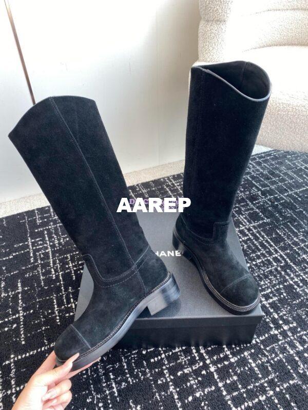 Replica Chanel 24A Suede Goatskin High Boots G454338 Black 8