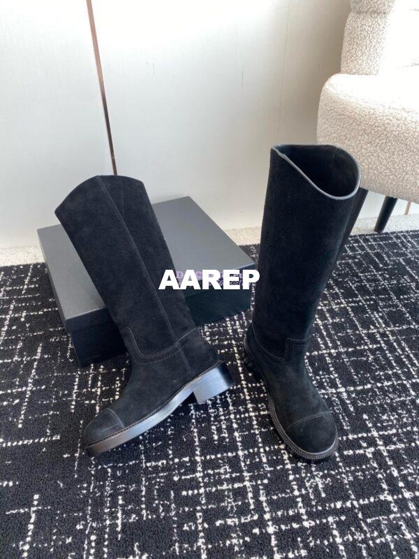 Replica Chanel 24A Suede Goatskin High Boots G454338 Black 9