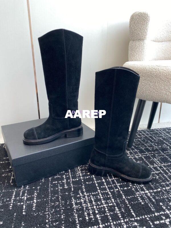 Replica Chanel 24A Suede Goatskin High Boots G454338 Black 10