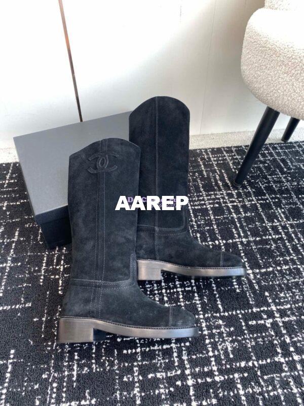 Replica Chanel 24A Suede Goatskin High Boots G454338 Black 11
