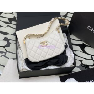 Replica Chanel 23K New Large Hobo Bag Lambskin Gold Hardware AS4422 White