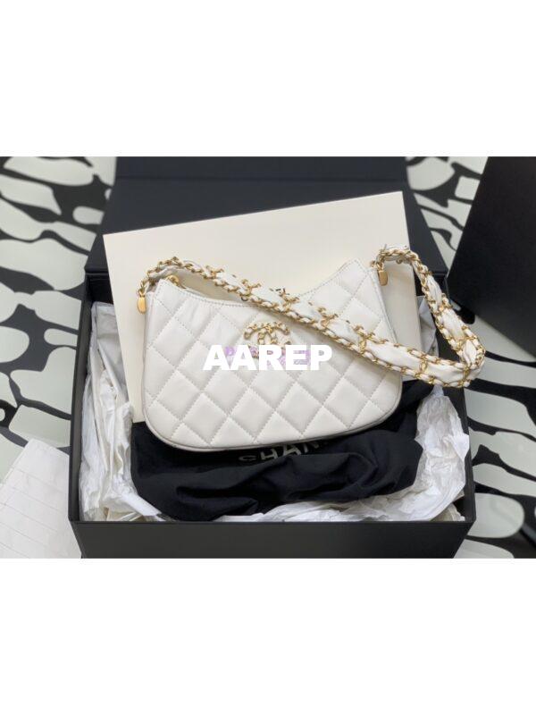 Replica Chanel 23K New Large Hobo Bag Lambskin Gold Hardware AS4422 White 2