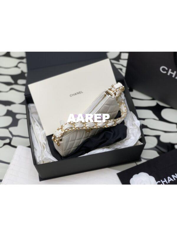 Replica Chanel 23K New Large Hobo Bag Lambskin Gold Hardware AS4422 White 3