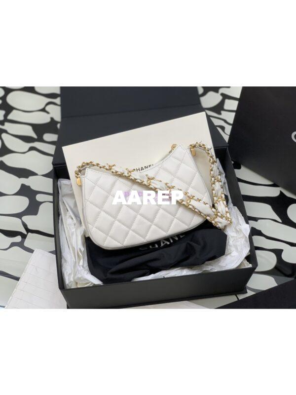 Replica Chanel 23K New Large Hobo Bag Lambskin Gold Hardware AS4422 White 4