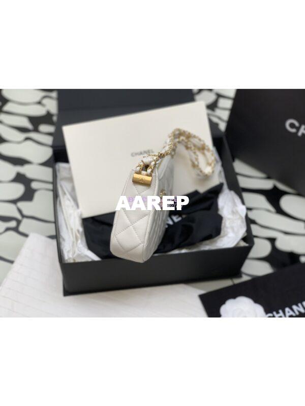 Replica Chanel 23K New Large Hobo Bag Lambskin Gold Hardware AS4422 White 5