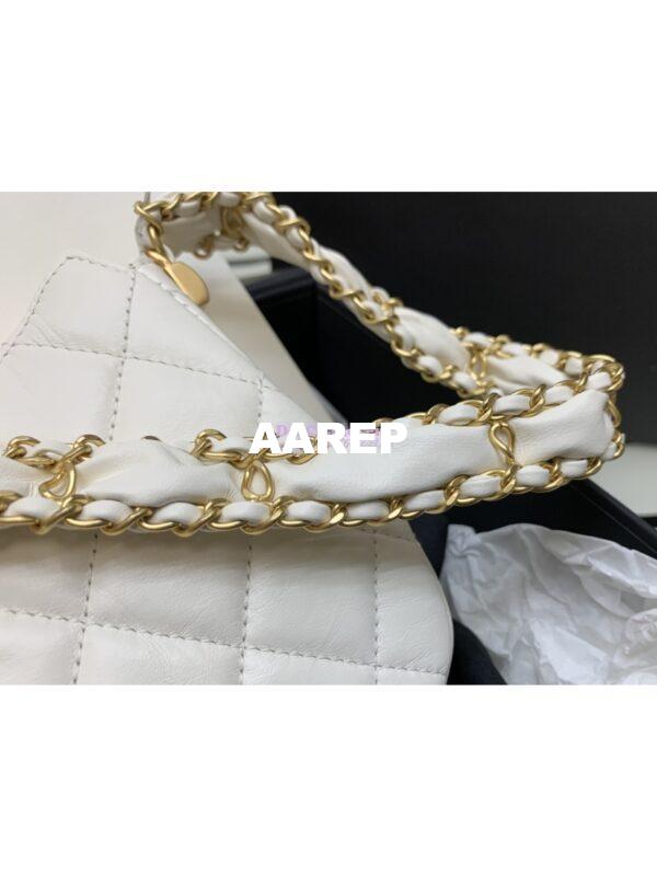 Replica Chanel 23K New Large Hobo Bag Lambskin Gold Hardware AS4422 White 6