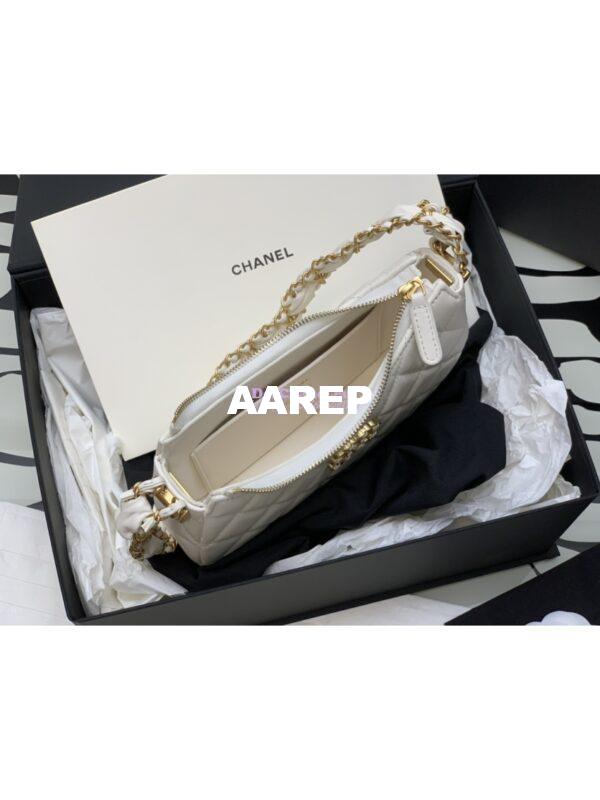 Replica Chanel 23K New Large Hobo Bag Lambskin Gold Hardware AS4422 White 7