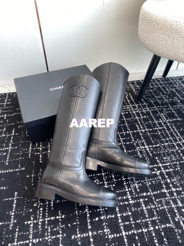 Replica Chanel 24A Calfskin High Boots G454338 Black 4