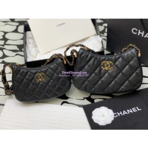 Replica Chanel 23K New Large Hobo Bag Lambskin Gold Hardware AS4422 Black