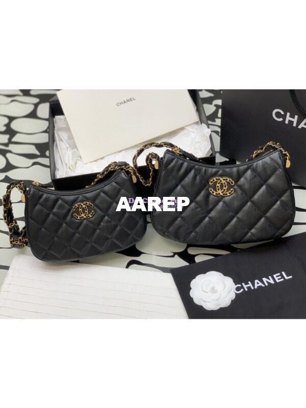 Replica Chanel 23K New Large Hobo Bag Lambskin Gold Hardware AS4422 Black 3