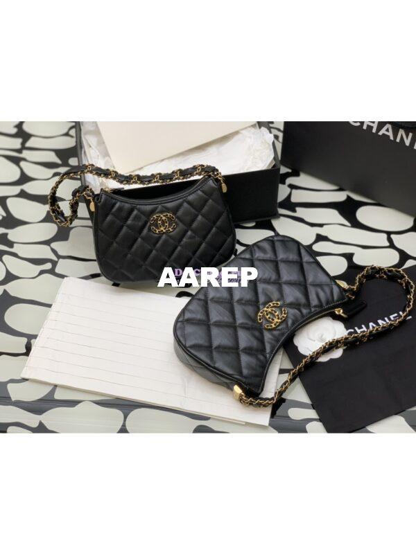 Replica Chanel 23K New Large Hobo Bag Lambskin Gold Hardware AS4422 Black 5