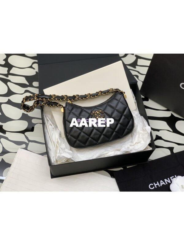 Replica Chanel 23K New Large Hobo Bag Lambskin Gold Hardware AS4422 Black 6