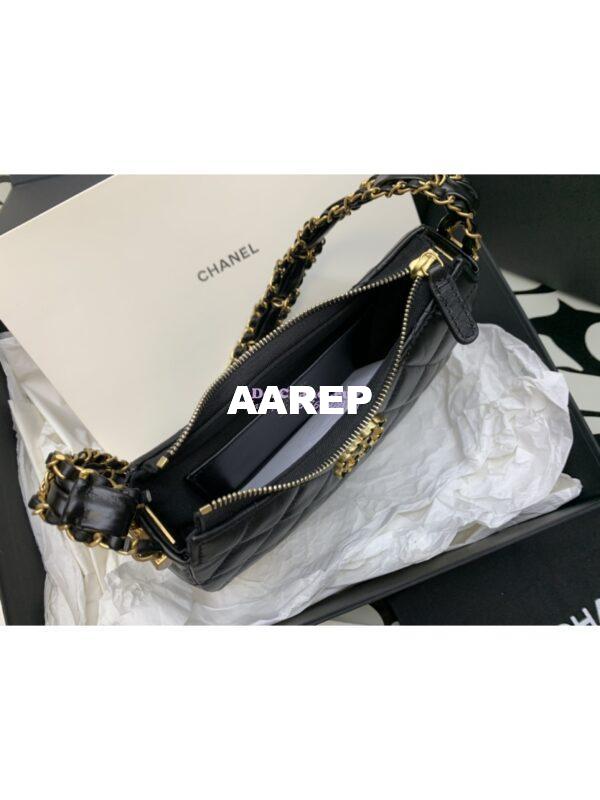 Replica Chanel 23K New Large Hobo Bag Lambskin Gold Hardware AS4422 Black 11
