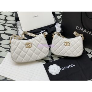 Replica Chanel 23K New Hobo Bag Lambskin Gold Hardware AS4422 White