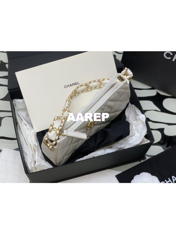 Replica Chanel 23K New Hobo Bag Lambskin Gold Hardware AS4422 White 8