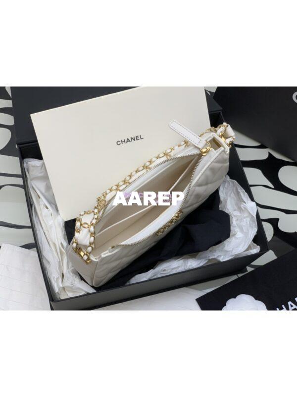 Replica Chanel 23K New Hobo Bag Lambskin Gold Hardware AS4422 White 12