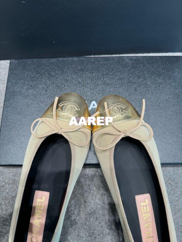 Replica Chanel  Lambskin Toe with Grossgrain Ballerinas G02819 Gold Beige 11