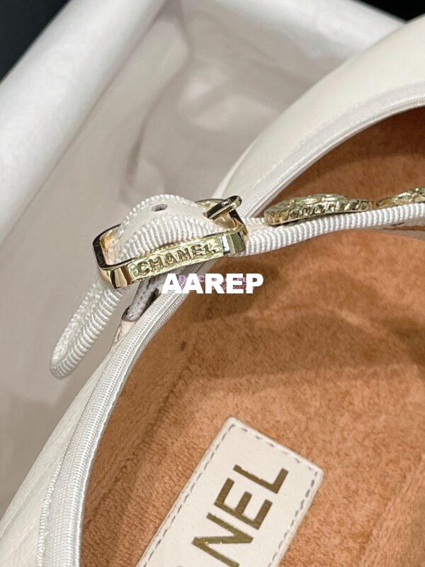 Replica Chanel 24P Mary Janes in Lambskin, Imitation Pearls, Strass G45778 White 6