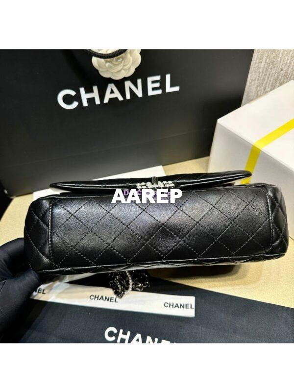 Replica Chanel Aged Shiny Lambskin Crystal Pearls & Black Metal Large Flap Bag With Top Handle AS4221 12