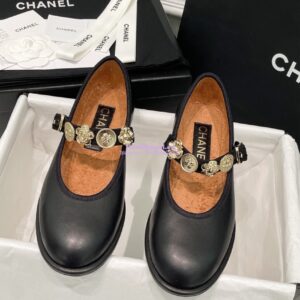 Replica Chanel 24P Mary Janes in Lambskin, Imitation Pearls, Strass G45778 Black