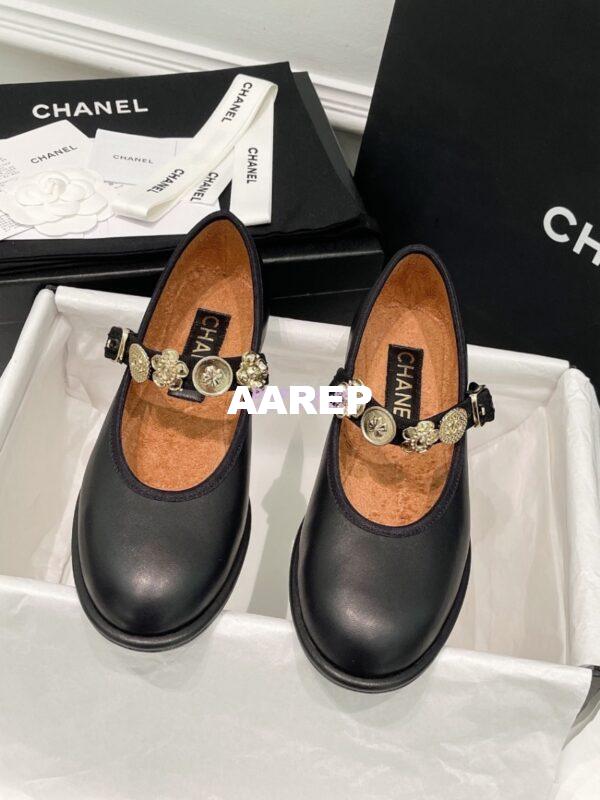 Replica Chanel 24P Mary Janes in Lambskin, Imitation Pearls, Strass G45778 Black 3