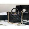 Replica Chanel Aged Shiny Lambskin Crystal Pearls & Black Metal Large Flap Bag With Top Handle AS4221