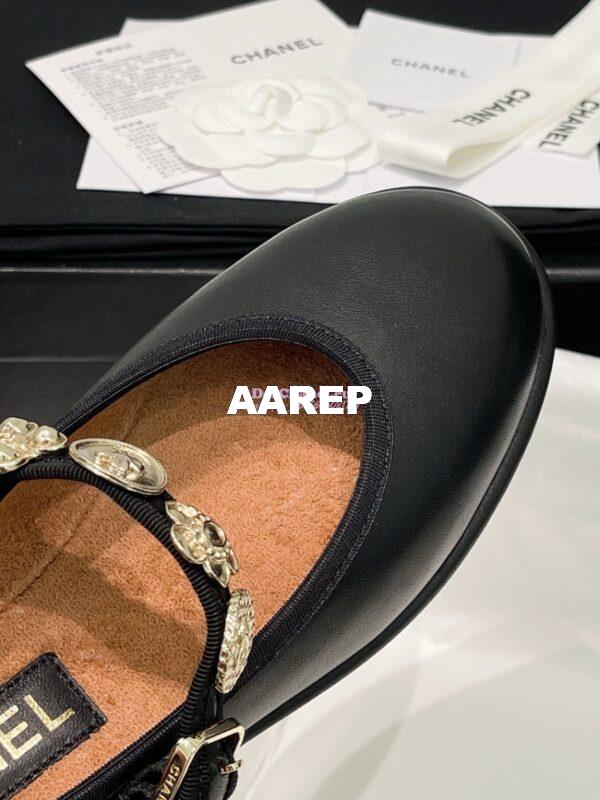 Replica Chanel 24P Mary Janes in Lambskin, Imitation Pearls, Strass G45778 Black 7