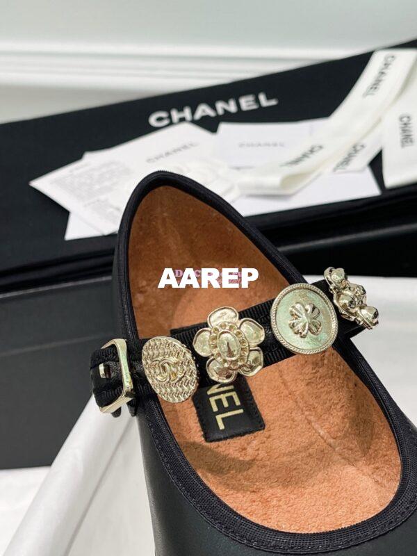 Replica Chanel 24P Mary Janes in Lambskin, Imitation Pearls, Strass G45778 Black 8