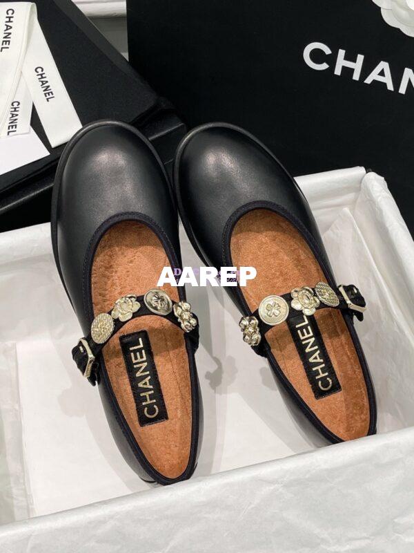 Replica Chanel 24P Mary Janes in Lambskin, Imitation Pearls, Strass G45778 Black 9