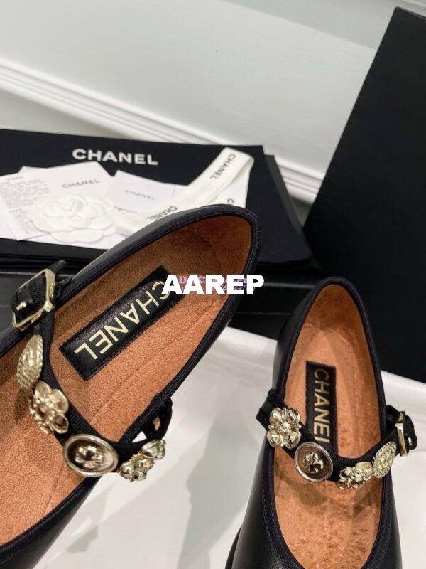 Replica Chanel 24P Mary Janes in Lambskin, Imitation Pearls, Strass G45778 Black 10